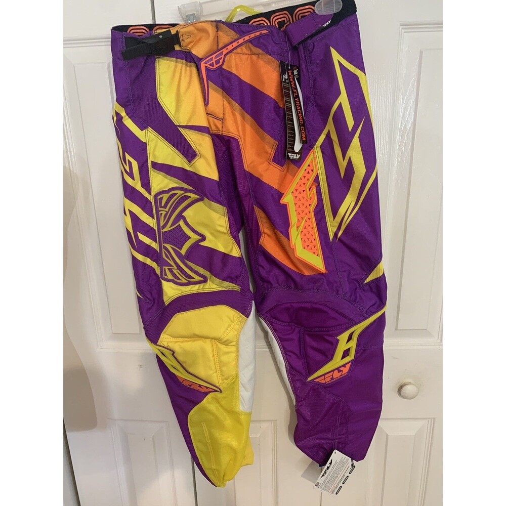 NWT FLY RACING Women's Size 7-8 Kinetic Inversion Pants Purple Yellow